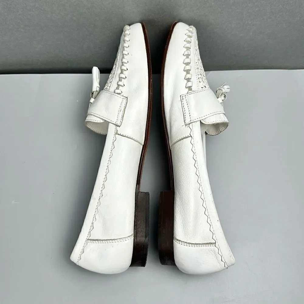 Jon Franco Pirelli Italy Tasseled Loafers White Leather Women’s 44 US 11,5